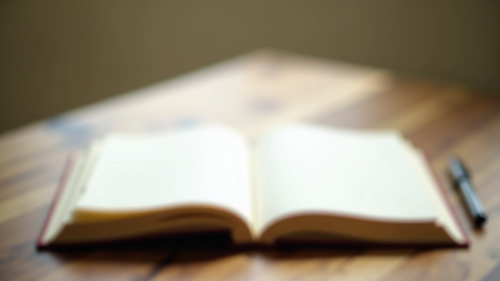 Carnet ouvert avec stylo sur une table en bois, pages blanches prêtes à écrire, lumière douce du matin