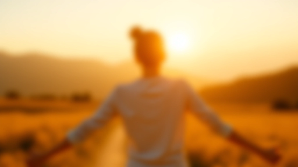 Personne marchant seule dans un paysage lumineux et ouvert, symbolisant la liberté, la paix et le renouvellement émotionnel